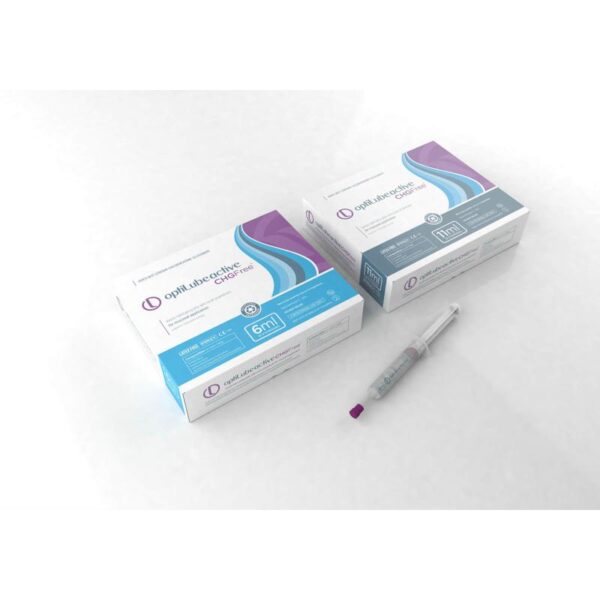 OptiLube Active CHG Free katetergel med lidokain – pakker og sprøjte