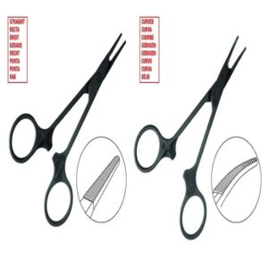Pean Spencer-Wells model med rillet greb, kirurgisk instrument i sort finish.
