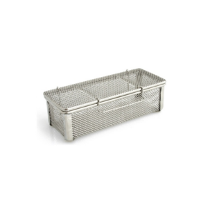 Instrumentkurv med låg i rustfrit stål til sterilisering